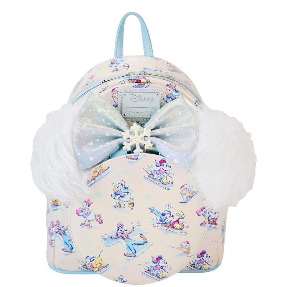Loungefly Disney Mickey & Friends Winter Wonderland AOP Mini Backpack & Headband